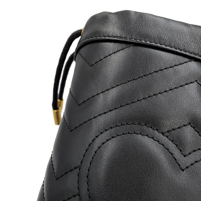 グッチ チェーンショルダーバッグ GGマーモント ミニバケットバッグ 575163 GUCCI キルティング 黒
