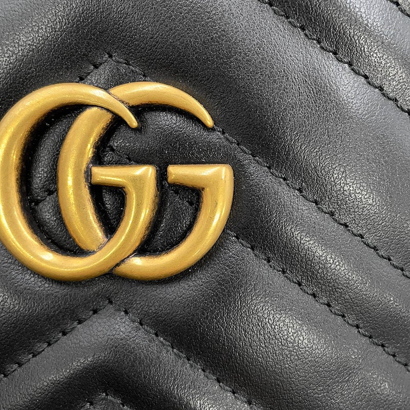 グッチ チェーンショルダーバッグ GGマーモント ミニバケットバッグ 575163 GUCCI キルティング 黒