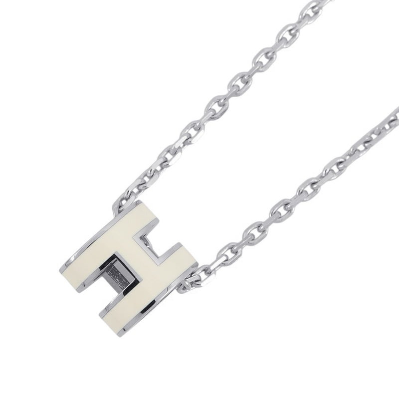 エルメス ネックレス ミニ・ポップアッシュ ホワイト/シルバー金具 HERMES アクセサリー 白