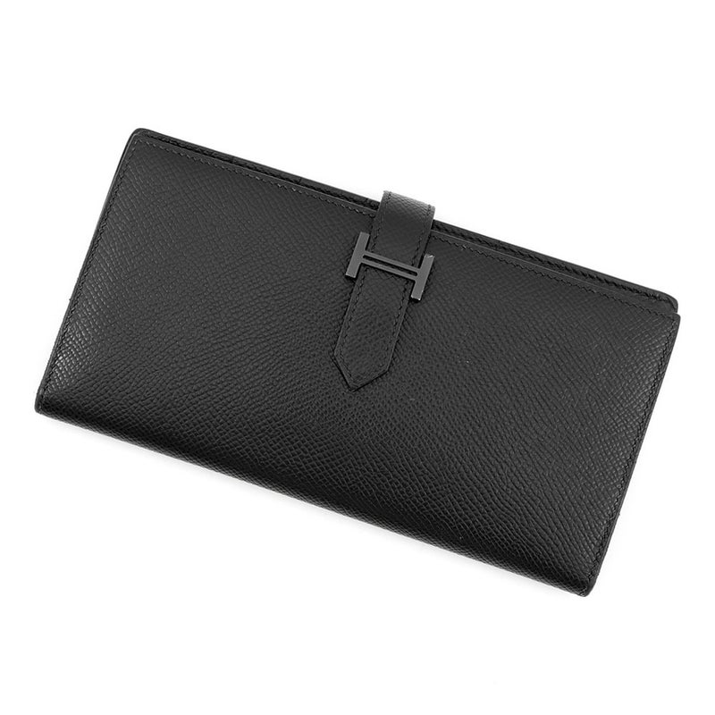 エルメス 長財布 ベアンスフレ マチ有り ブラック/ブラック金具 エプソン U刻印 HERMES 財布 モノクローム 黒
