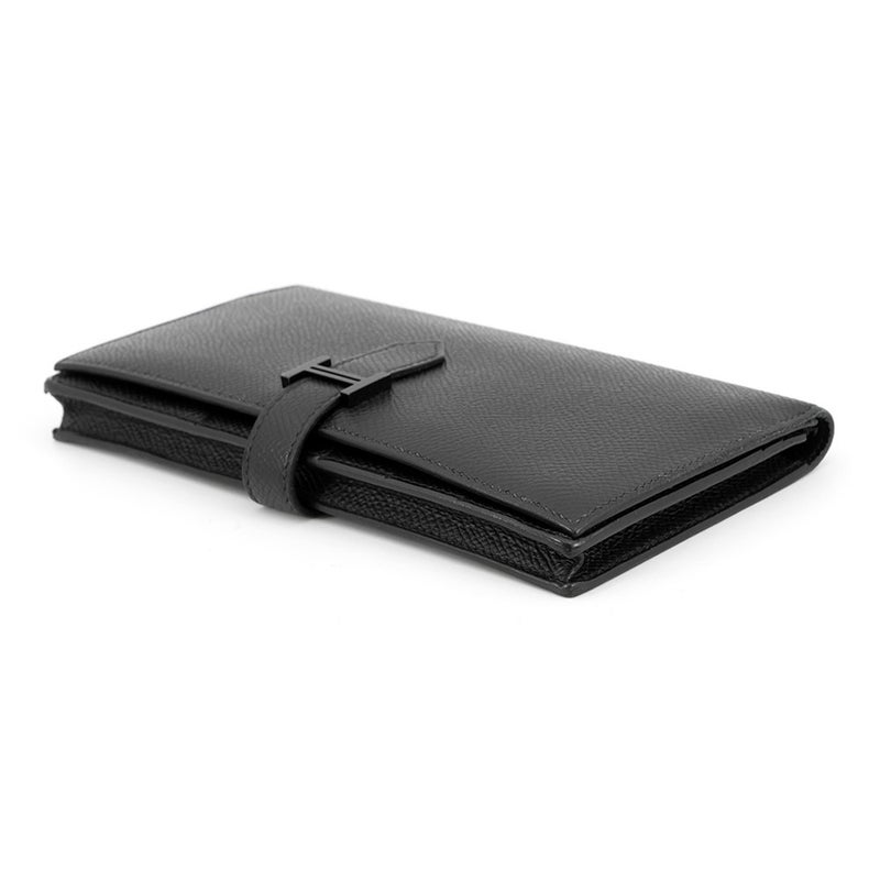 エルメス 長財布 ベアンスフレ マチ有り ブラック/ブラック金具 エプソン U刻印 HERMES 財布 モノクローム 黒