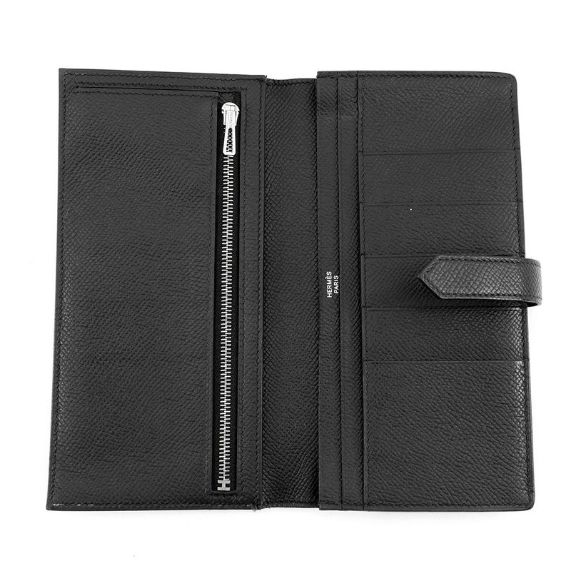 エルメス 長財布 ベアンスフレ マチ有り ブラック/ブラック金具 エプソン U刻印 HERMES 財布 モノクローム 黒