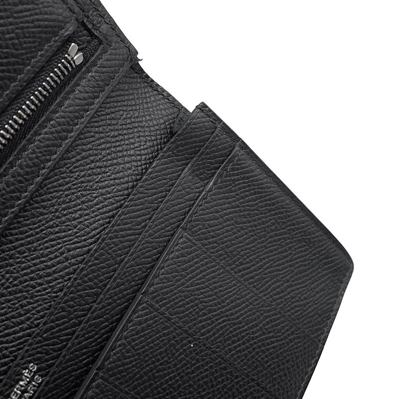 エルメス 長財布 ベアンスフレ マチ有り ブラック/ブラック金具 エプソン U刻印 HERMES 財布 モノクローム 黒