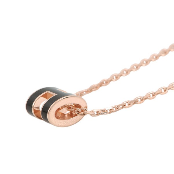 エルメス ネックレス ミニ・ポップアッシュ ブラック/ピンクゴールド金具 HERMES アクセサリー 黒