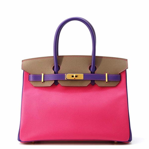 エルメス バーキン30 ローズショッキング/エトゥープ/ウルトラバイオレット/マットゴールド金具 エプソン X刻印 SPO HERMES Birkin