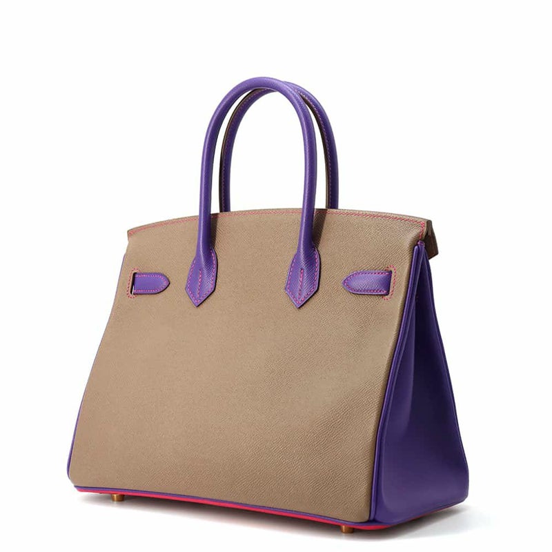 エルメス バーキン30 ローズショッキング/エトゥープ/ウルトラバイオレット/マットゴールド金具 エプソン X刻印 SPO HERMES Birkin