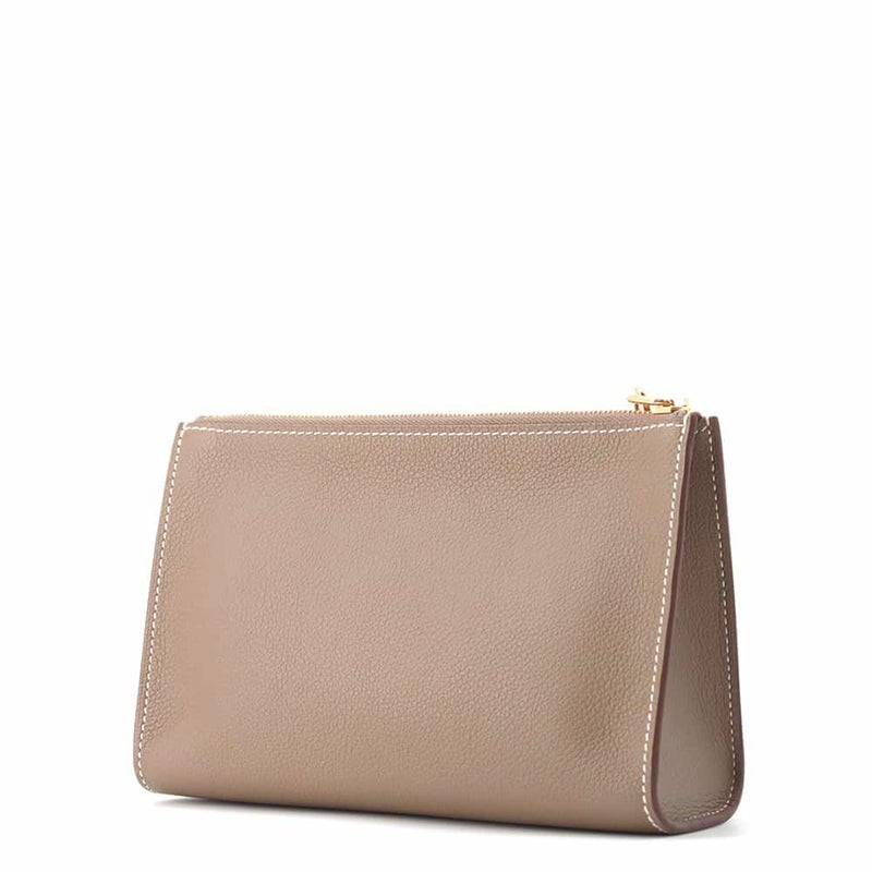 エルメス ポーチ ジップ アンゴー エトゥープ/ゴールド金具 エバーカラー W刻印 HERMES 小物入れ