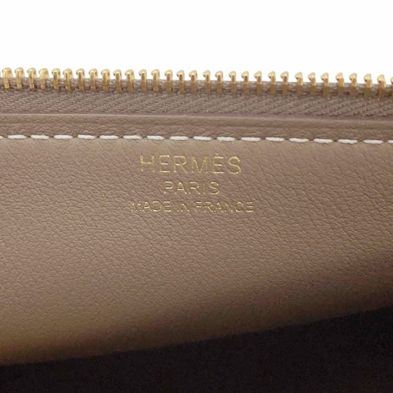 エルメス ポーチ ジップ アンゴー エトゥープ/ゴールド金具 エバーカラー W刻印 HERMES 小物入れ