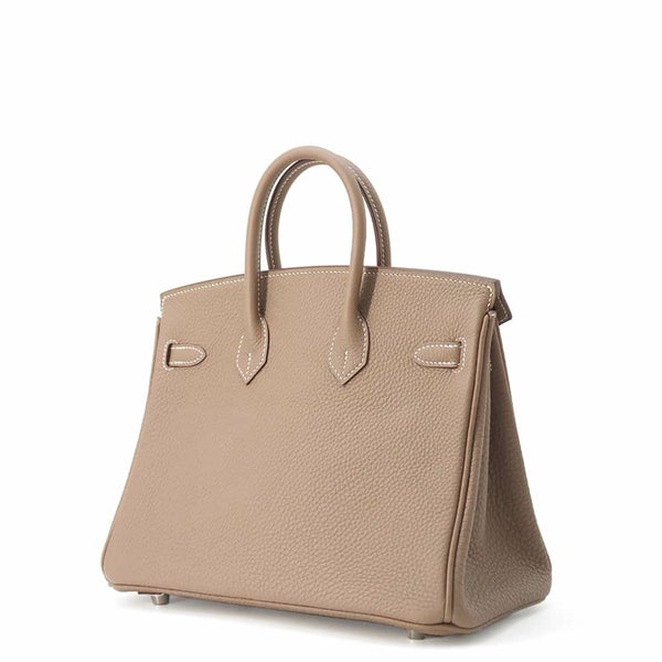 エルメス バーキン25 エトゥープ/シルバー金具 トゴ W刻印 HERMES Birkin ハンドバッグ