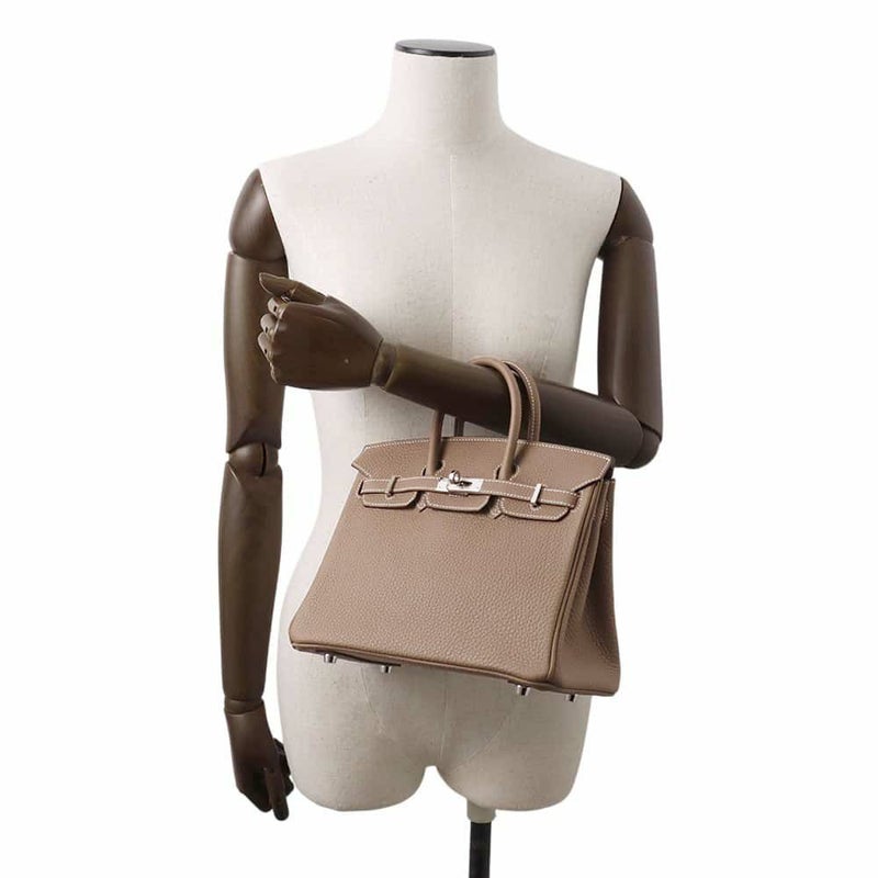 エルメス バーキン25 エトゥープ/シルバー金具 トゴ W刻印 HERMES Birkin ハンドバッグ