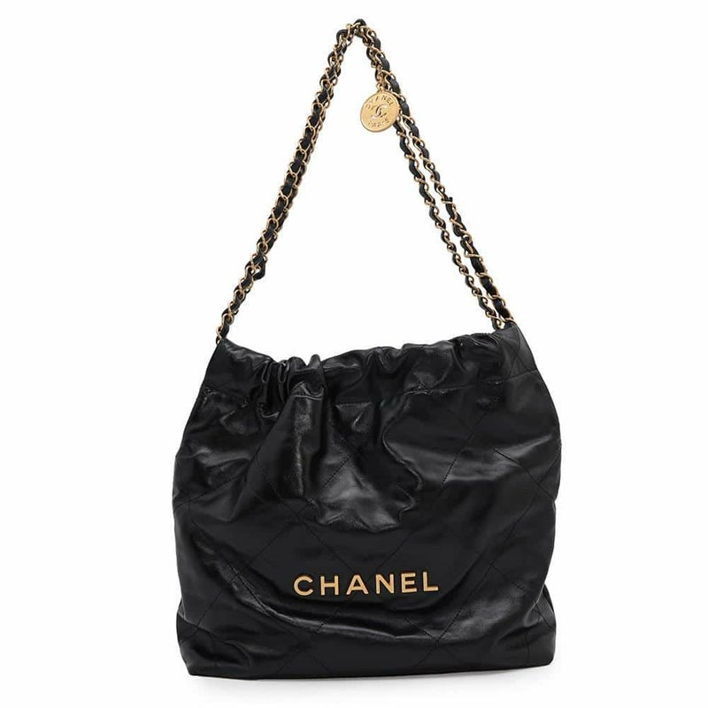 シャネル ハンドバッグ CHANEL 22 マトラッセ スモール シャイニーカーフ AS3260 ショルダーバッグ ポーチ付き 黒