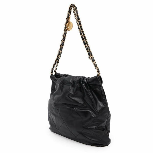 シャネル ハンドバッグ CHANEL 22 マトラッセ スモール シャイニーカーフ AS3260 ショルダーバッグ ポーチ付き 黒
