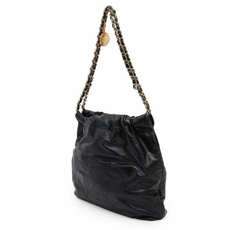 シャネル ハンドバッグ CHANEL 22 マトラッセ スモール シャイニーカーフ AS3260 ショルダーバッグ ポーチ付き 黒