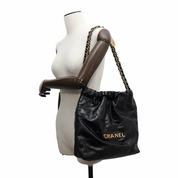 シャネル ハンドバッグ CHANEL 22 マトラッセ スモール シャイニーカーフ AS3260 ショルダーバッグ ポーチ付き 黒