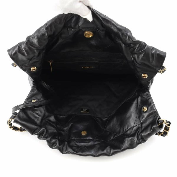 シャネル ハンドバッグ CHANEL 22 マトラッセ スモール シャイニーカーフ AS3260 ショルダーバッグ ポーチ付き 黒