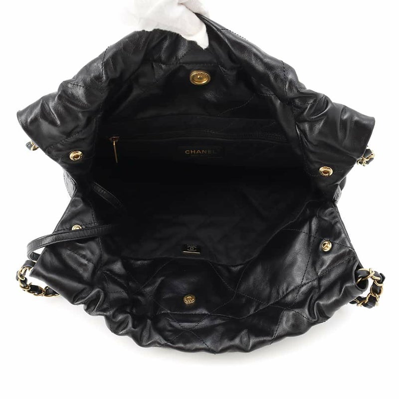 シャネル ハンドバッグ CHANEL 22 マトラッセ スモール シャイニーカーフ AS3260 ショルダーバッグ ポーチ付き 黒