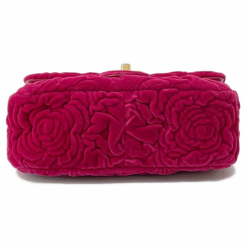 シャネル チェーンショルダーバッグ ココマーク カメリア ミニフラップバッグ ベルベット CHANEL バッグ