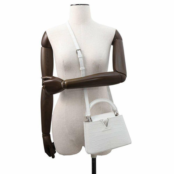 ルイヴィトン ハンドバッグ アリゲーター カプシーヌMINI N93701 LOUIS VUITTON 2wayバッグ 白 ホワイト