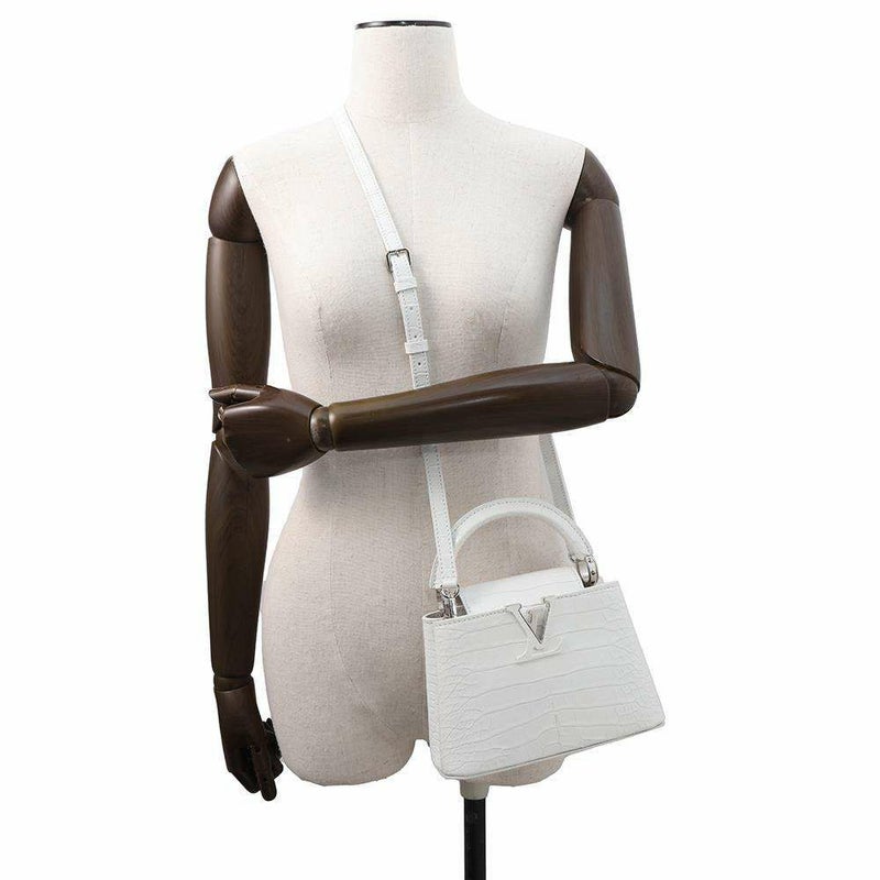 ルイヴィトン ハンドバッグ アリゲーター カプシーヌMINI N93701 LOUIS VUITTON 2wayバッグ 白 ホワイト