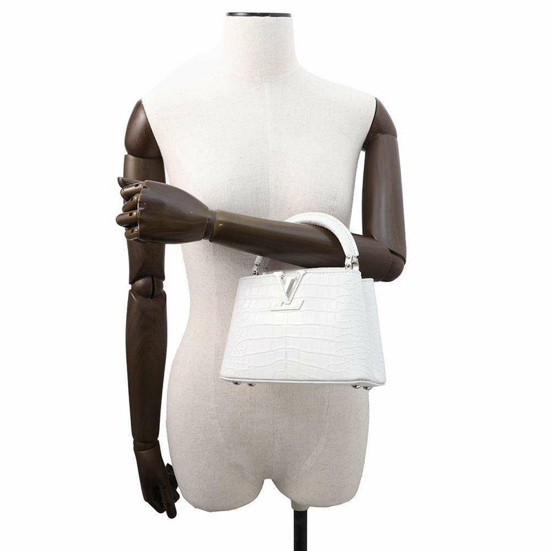 ルイヴィトン ハンドバッグ アリゲーター カプシーヌMINI N93701 LOUIS VUITTON 2wayバッグ 白 ホワイト