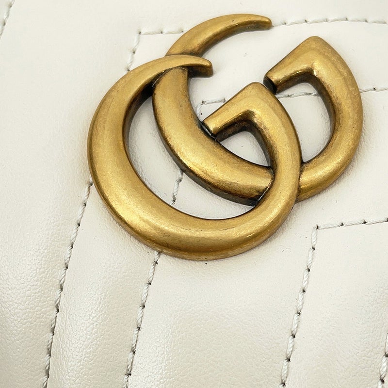 グッチ チェーンショルダーバッグ GGマーモント ミニバケットバッグ スモール 575163 GUCCI バッグ キルティング 巾着 白