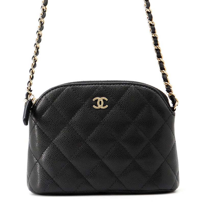 シャネル チェーンショルダーバッグ マトラッセ ココマーク キャビアスキン AP4000 CHANEL 黒