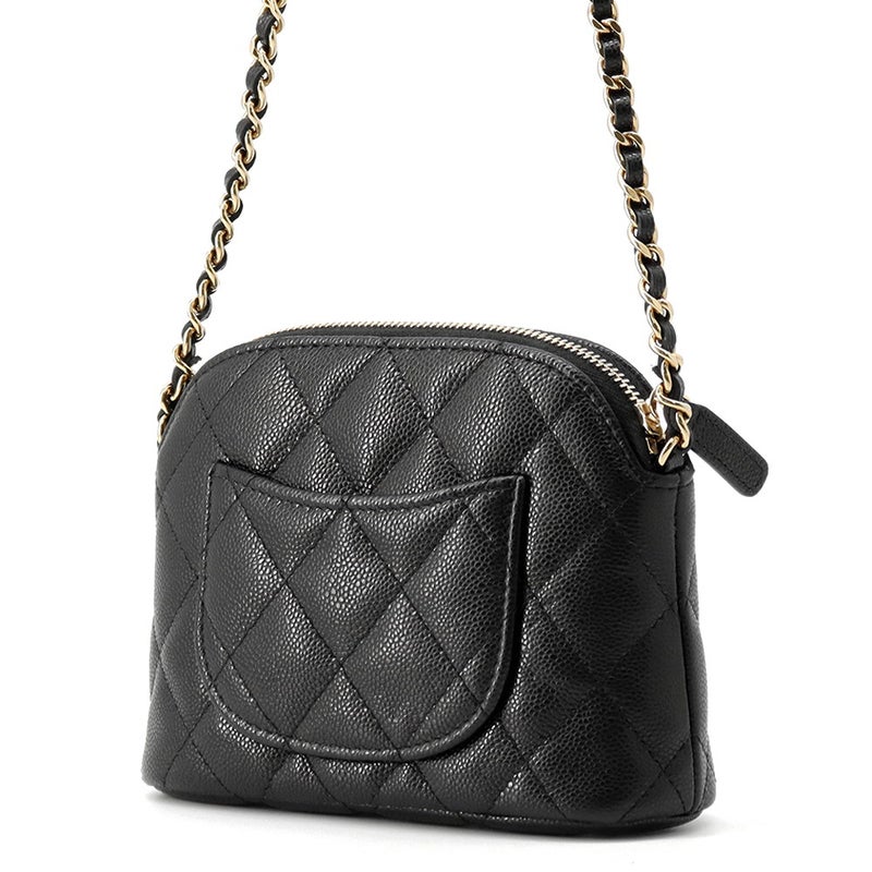 シャネル チェーンショルダーバッグ マトラッセ ココマーク キャビアスキン AP4000 CHANEL 黒