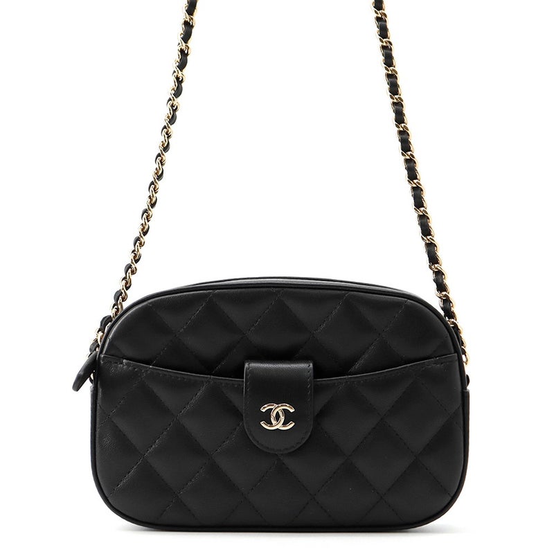 シャネル チェーンショルダーバッグ マトラッセ ココマーク キャビアスキン AP3998 CHANEL 黒