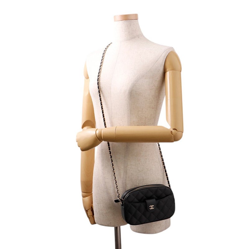 シャネル チェーンショルダーバッグ マトラッセ ココマーク キャビアスキン AP3998 CHANEL 黒