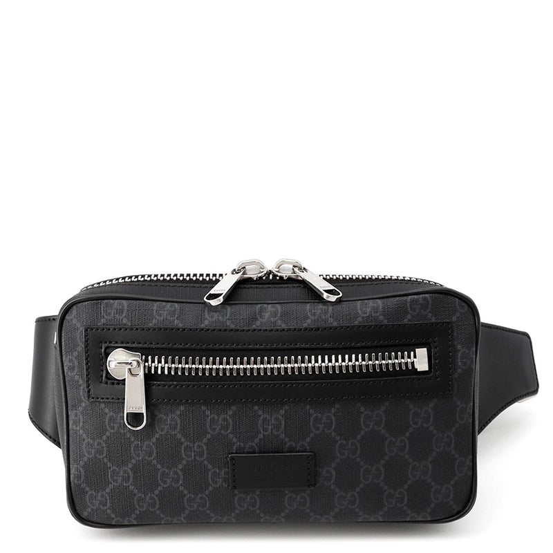 グッチ ボディバッグ GGスプリーム レザー 474293 GUCCI ウエストバッグ メンズ 黒