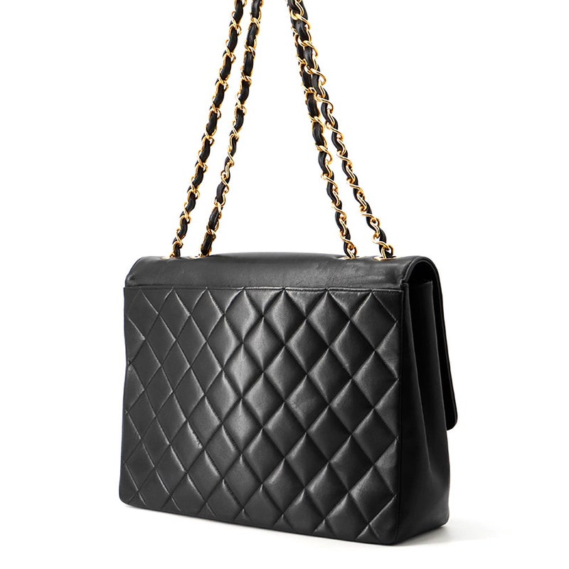 シャネル チェーンショルダーバッグ マトラッセ ココマーク デカココ ダブルチェーン キャビアスキン CHANEL 黒