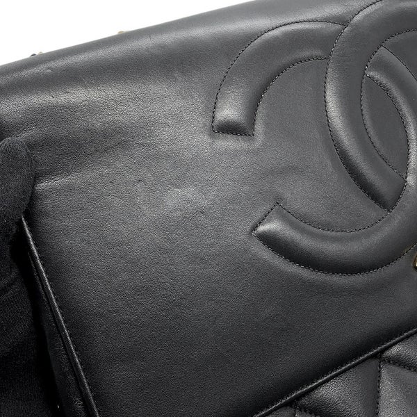 シャネル チェーンショルダーバッグ マトラッセ ココマーク デカココ ダブルチェーン キャビアスキン CHANEL 黒