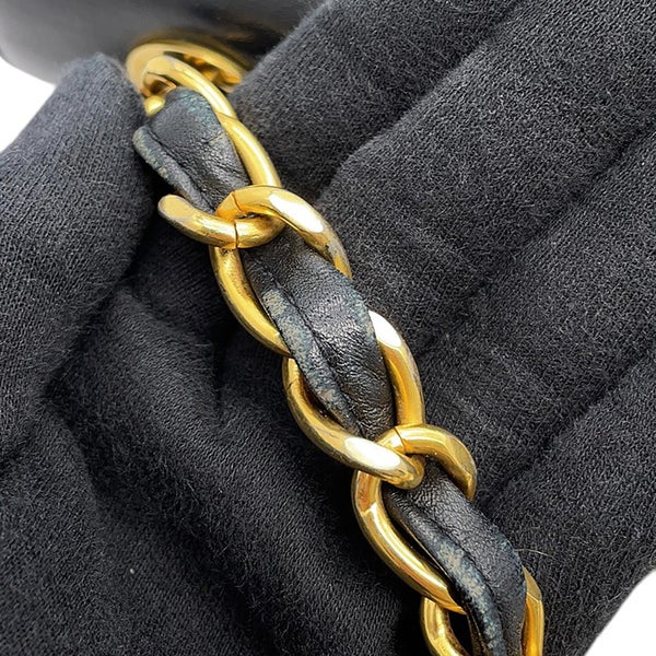 シャネル チェーンショルダーバッグ マトラッセ ココマーク デカココ ダブルチェーン キャビアスキン CHANEL 黒