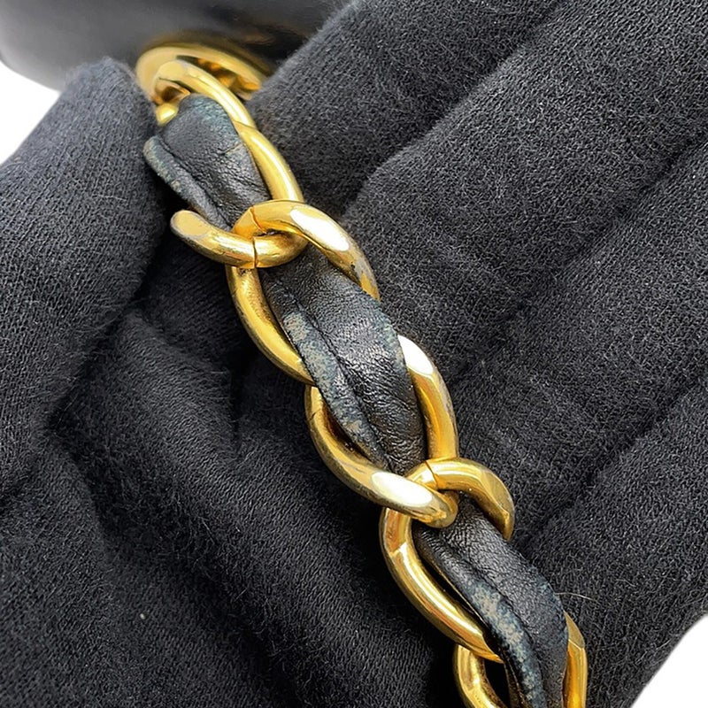 シャネル チェーンショルダーバッグ マトラッセ ココマーク デカココ ダブルチェーン キャビアスキン CHANEL 黒
