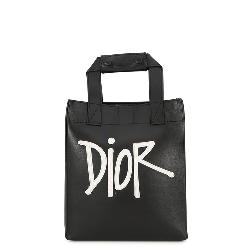 ディオール ハンドバッグ DIOR AND SHAWN D-DIOR ミニトートバッグ レザー 1DOSH152YZI 黒 ステューシーコラボ