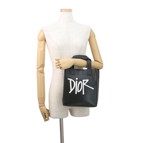 ディオール ハンドバッグ DIOR AND SHAWN D-DIOR ミニトートバッグ レザー 1DOSH152YZI 黒 ステューシーコラボ