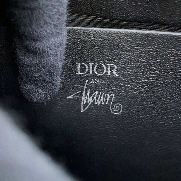 ディオール ハンドバッグ DIOR AND SHAWN D-DIOR ミニトートバッグ レザー 1DOSH152YZI 黒 ステューシーコラボ