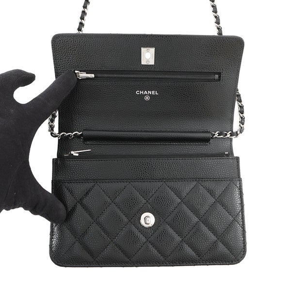 シャネル チェーンウォレット マトラッセ ココマーク キャビアスキン AP4241 CHANEL 財布 黒