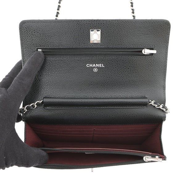 シャネル チェーンウォレット マトラッセ ココマーク キャビアスキン AP4241 CHANEL 財布 黒