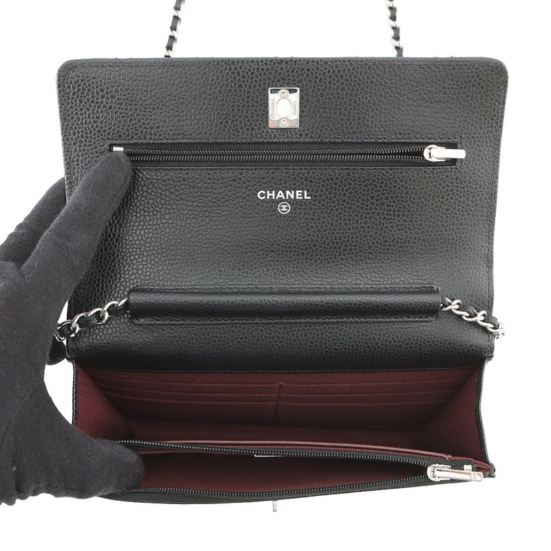 シャネル チェーンウォレット マトラッセ ココマーク キャビアスキン AP4241 CHANEL 財布 黒