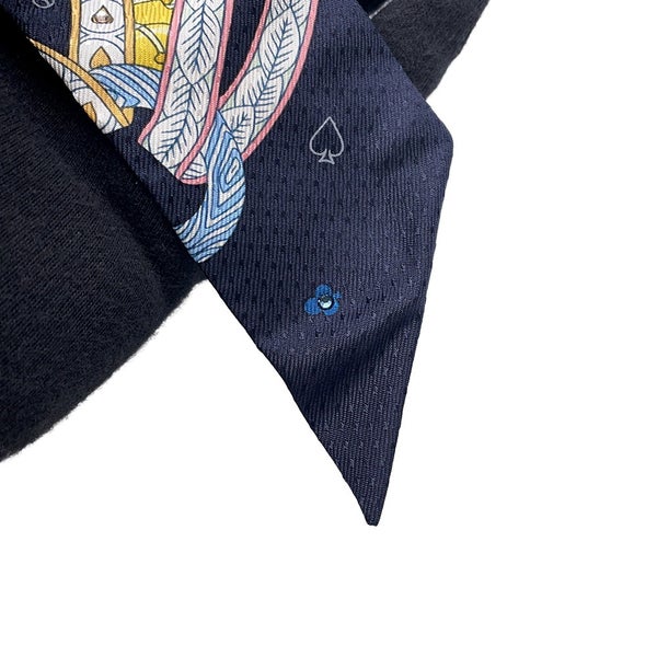 エルメス スカーフ ツイリー ビジュー・ピケ ハートのクイーン Dame de Coeur HERMES シルクツイル 2022年秋冬 黒