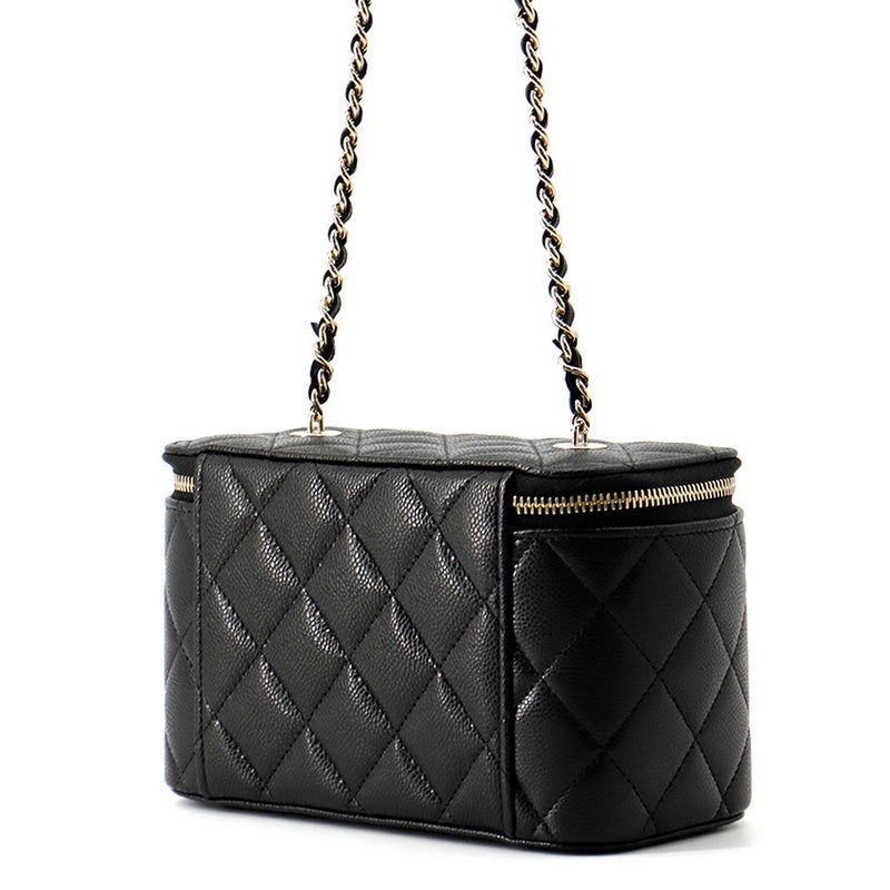 シャネル チェーンショルダーバッグ バニティケース ココマーク マトラッセ キャビアスキン AP1341 CHANEL 黒