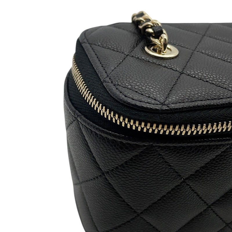 シャネル チェーンショルダーバッグ バニティケース ココマーク マトラッセ キャビアスキン AP1341 CHANEL 黒