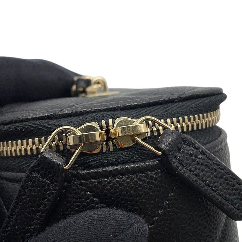 シャネル チェーンショルダーバッグ バニティケース ココマーク マトラッセ キャビアスキン AP1341 CHANEL 黒