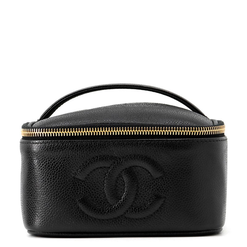 シャネル ハンドバッグ バニティバッグ ココマーク キャビアスキン 横型 A07058 CHANEL バッグ 黒