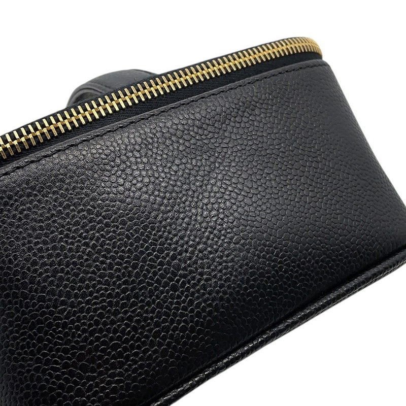シャネル ハンドバッグ バニティバッグ ココマーク キャビアスキン 横型 A07058 CHANEL バッグ 黒