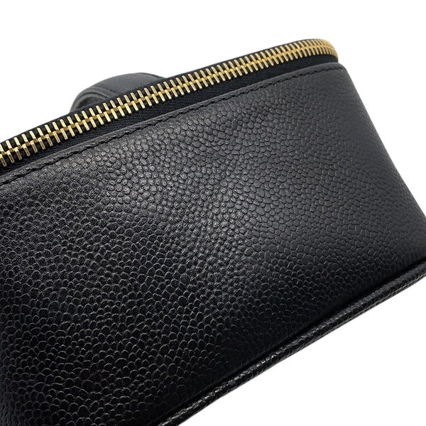 シャネル ハンドバッグ バニティバッグ ココマーク キャビアスキン 横型 A07058 CHANEL バッグ 黒