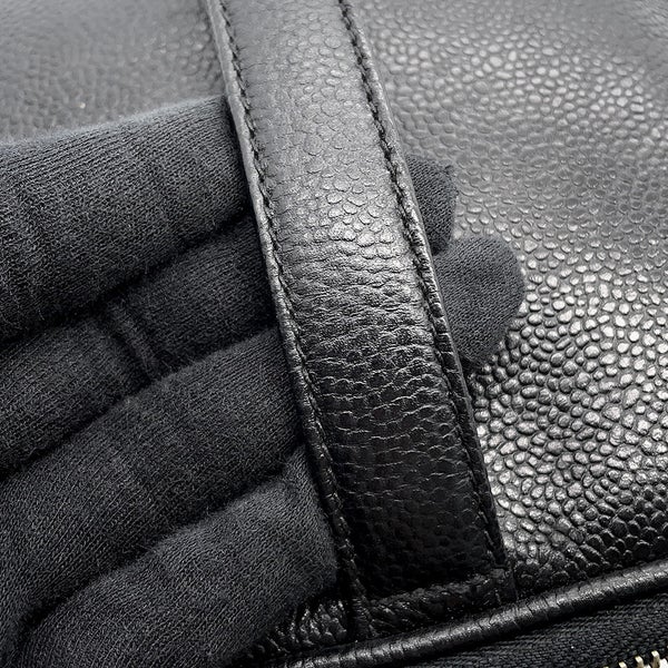 シャネル ハンドバッグ バニティバッグ ココマーク キャビアスキン 横型 A07058 CHANEL バッグ 黒