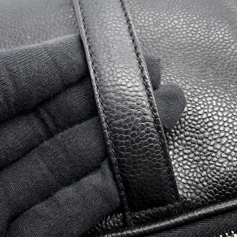 シャネル ハンドバッグ バニティバッグ ココマーク キャビアスキン 横型 A07058 CHANEL バッグ 黒