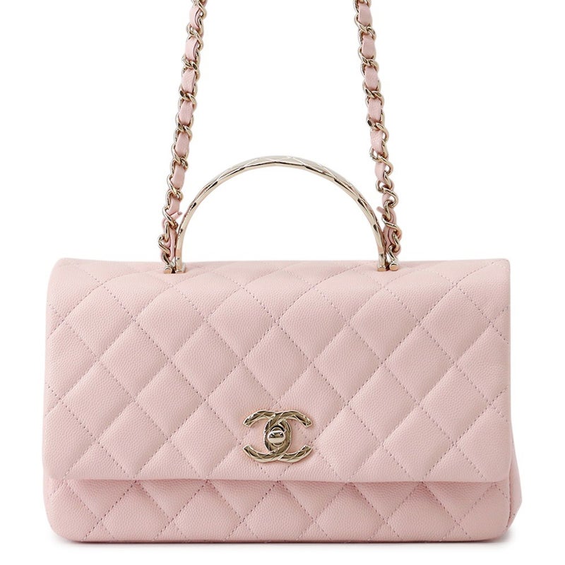 シャネル チェーンショルダーバッグ マトラッセ ココマーク トップハンドル キャビアスキン AS5554 CHANEL